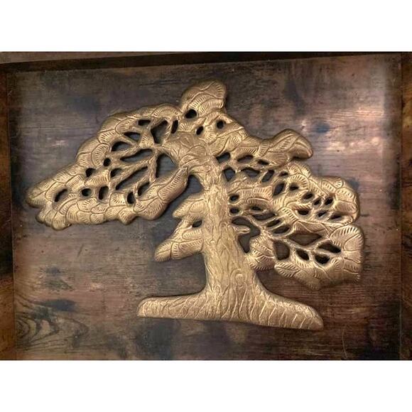 Mid Century BRASS Bonsai Tree - Made in India - Vintage Tree of Life Hanging - Picture 1 of 10